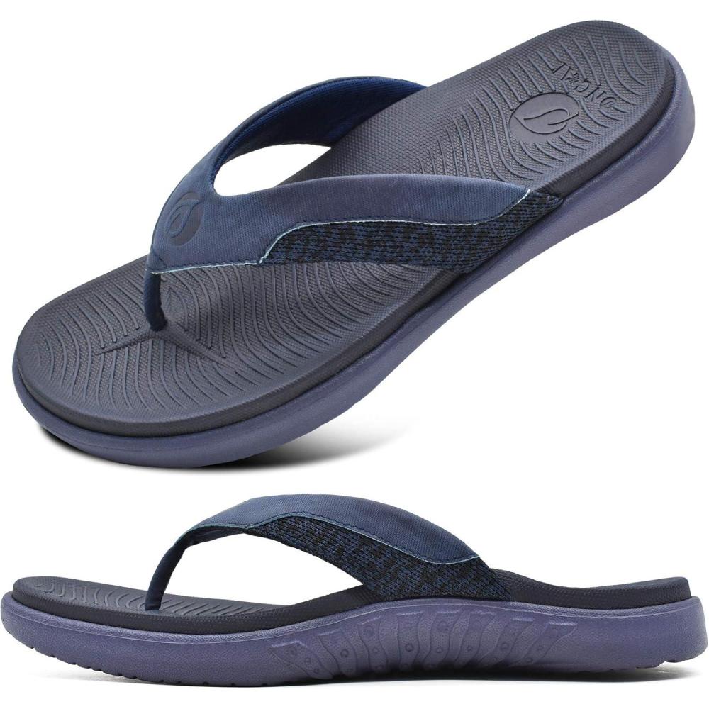 imageONCAI Mens Flip Flop Open Toe Athletic Straps Orthotic Summer Plantar Fasciitis Sport Sandals with Soft Cushion Arch Support Size 7515Blue