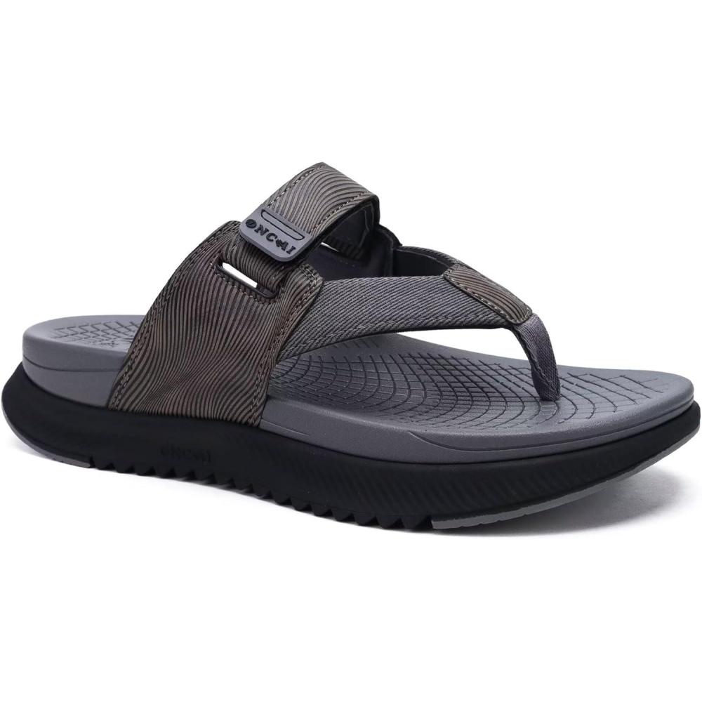 imageONCAI Mens Orthopedic Flip Flops Mens Walking Sandals with Arch Support Sport Recovery Sandal for Man size 714DarkgreyBlack