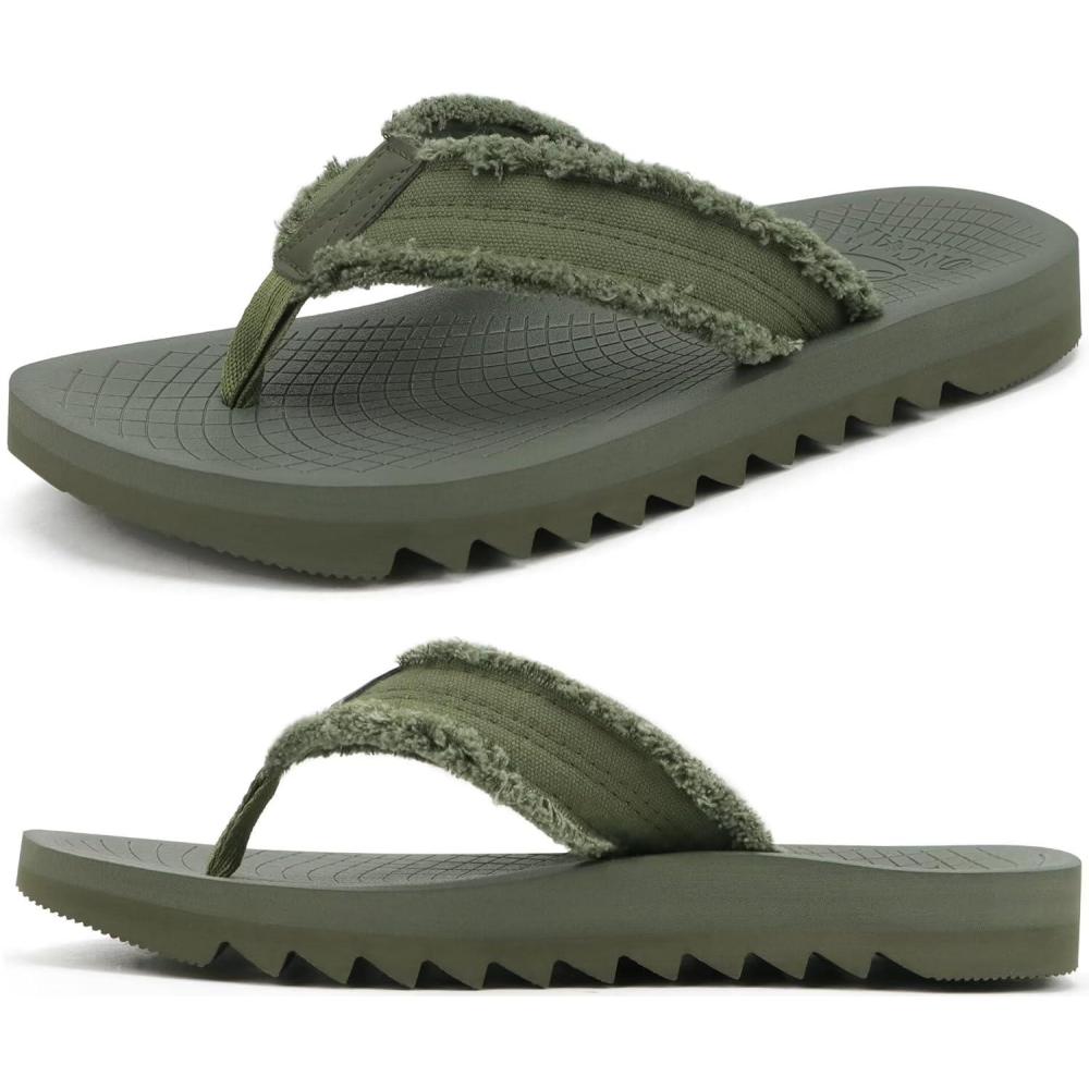 imageONCAI Mens Rubber Flip Flops Trendy Summer Beach Pool Shower Sandals with Yoga Mat Nonslip Outdoor Cushion SolesGreenvacations