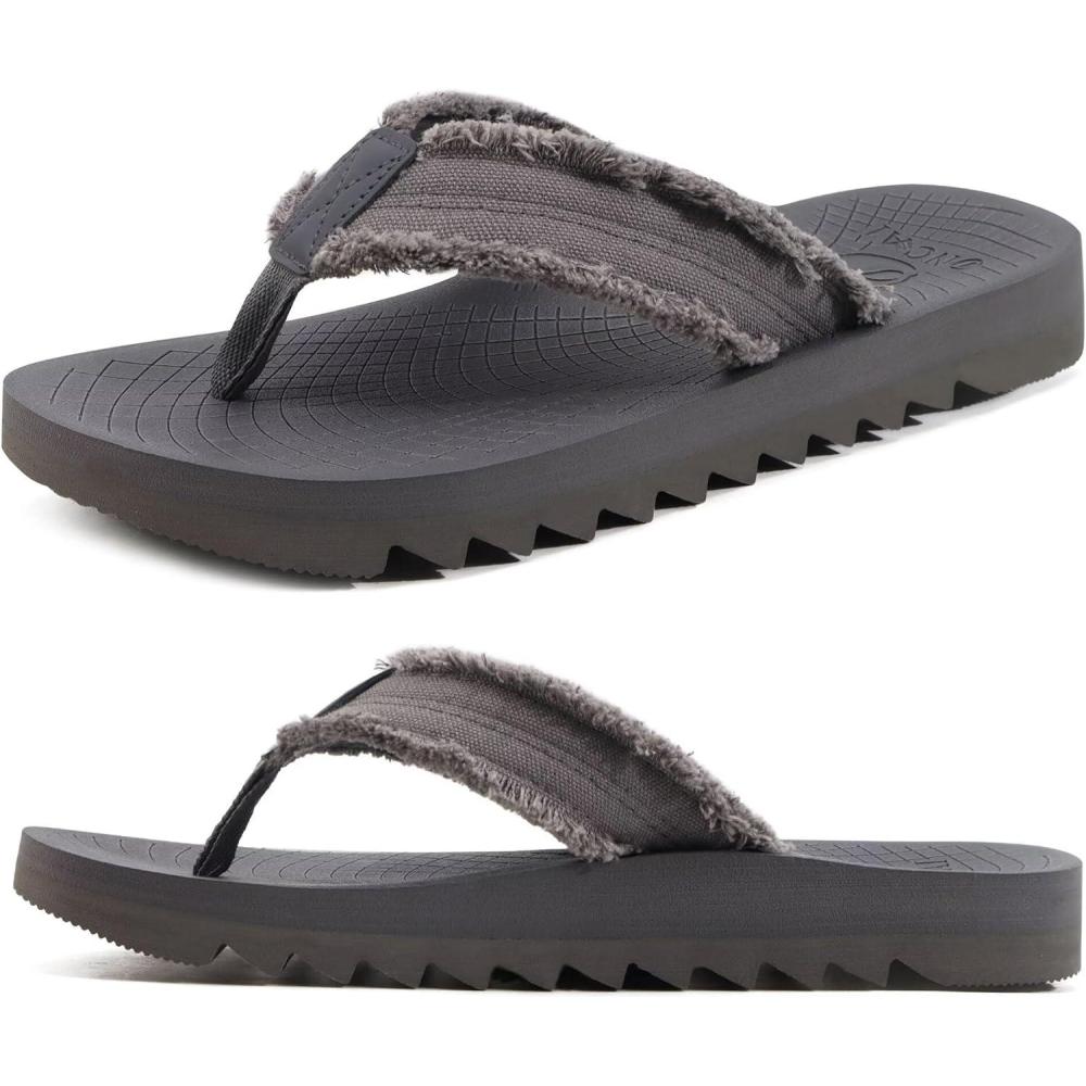 imageONCAI Mens Rubber Flip Flops Trendy Summer Beach Pool Shower Sandals with Yoga Mat Nonslip Outdoor Cushion SolesGreyvacations