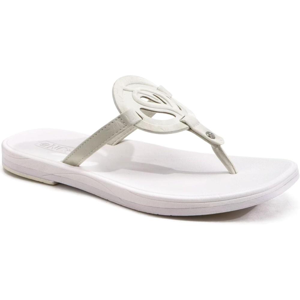 imageONCAI Womens Flip Flops Fashion Flat Sandals Summer Vacations Casual Cute Slip On Dressys Sandals for Woman Size 611White