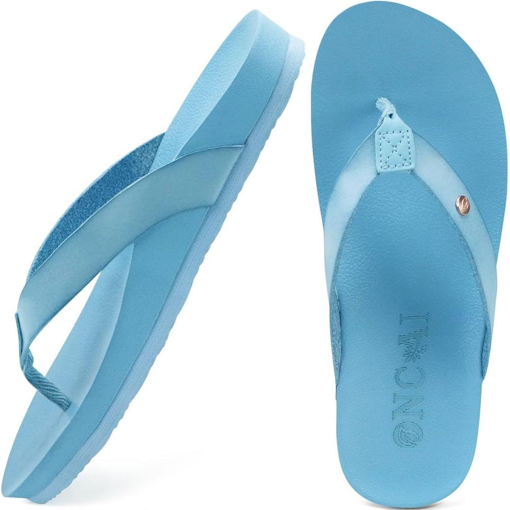 imageONCAI Womens Flip Flops For Women Comfortable Strap Yoga Mat NonSlip Womens Thong Sandal Casual Summer Beach Slippers With Arch SupportCyan