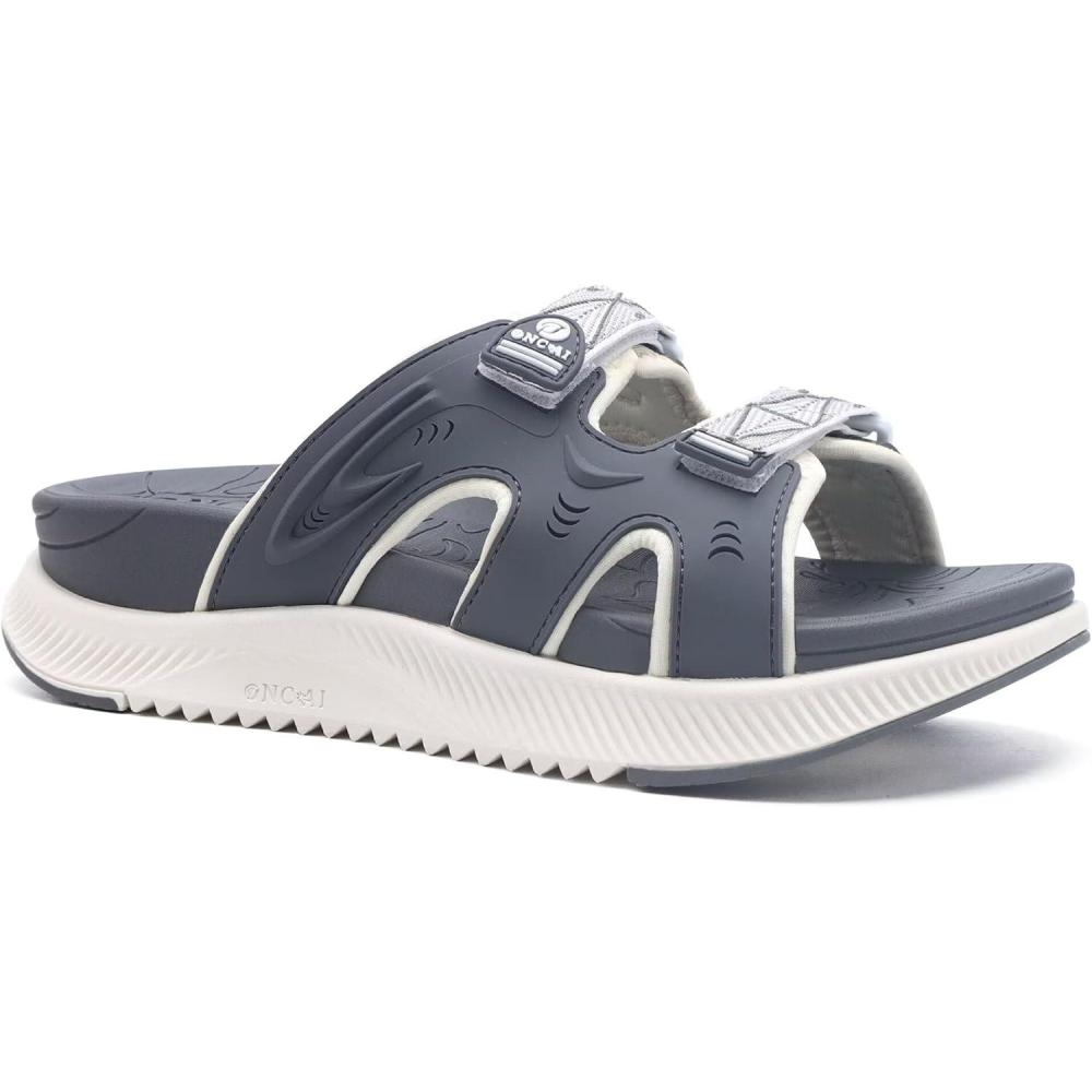imageONCAI Womens Orthotic Sandals Ladies Recovery Walking Slides Arch Support Plantar Fasciitis Comfort Orthopedic Soft Cushion Summer Adjustable Sandalias Size 612GreyWhite