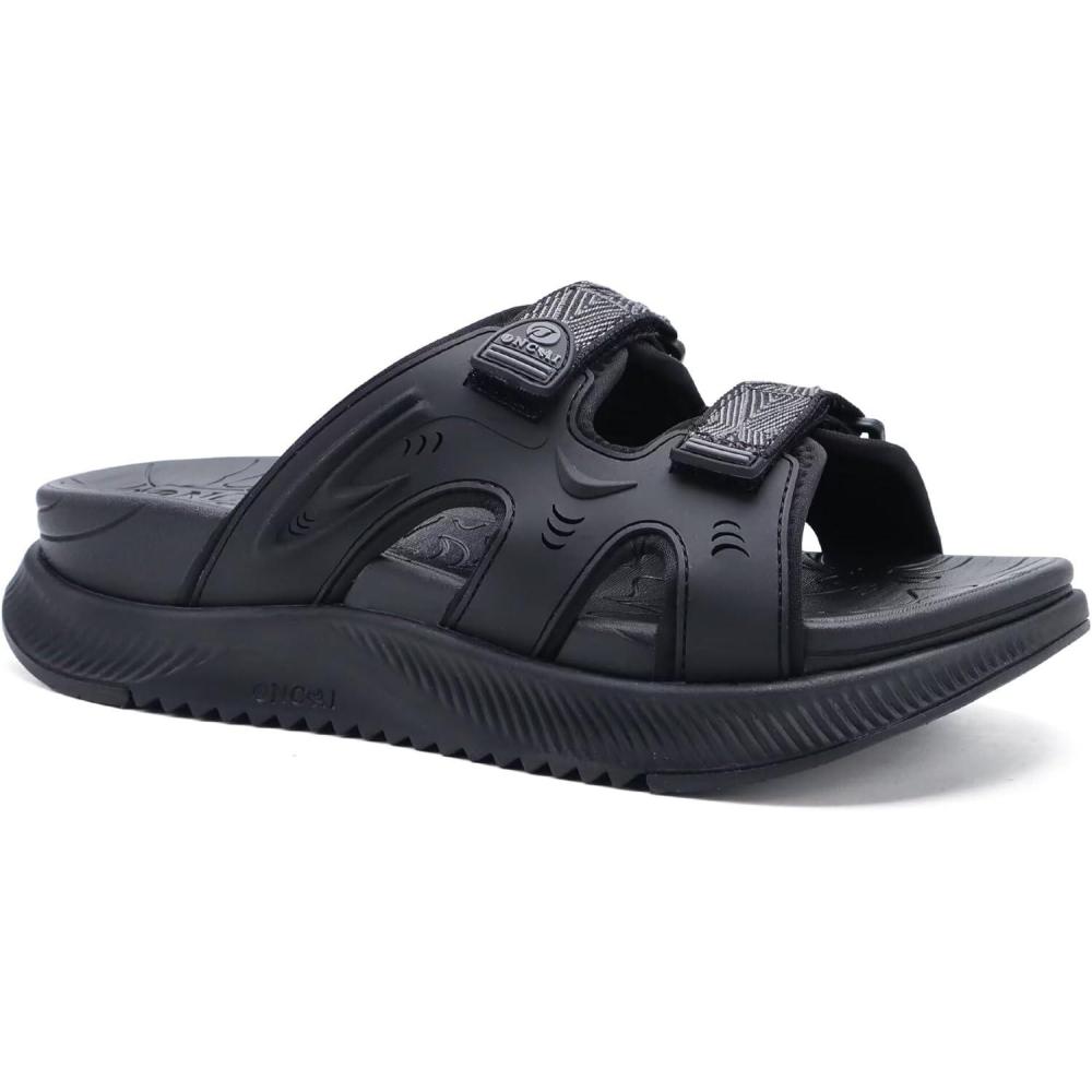 imageONCAI Womens Orthotic Sandals Ladies Recovery Walking Slides Arch Support Plantar Fasciitis Comfort Orthopedic Soft Cushion Summer Adjustable Sandalias Size 612Black