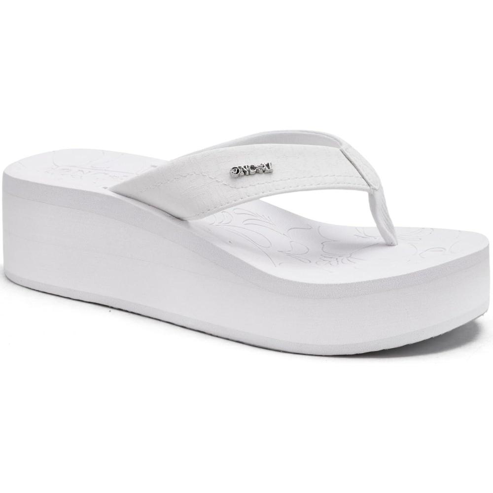 imageONCAI Womens Platform Wedge Flip Flops Trendy Dressy Womans Summer Flatform Sandals with Comfortable Walking Outdoor Rubber Soles US Size 511Whiteregular Size