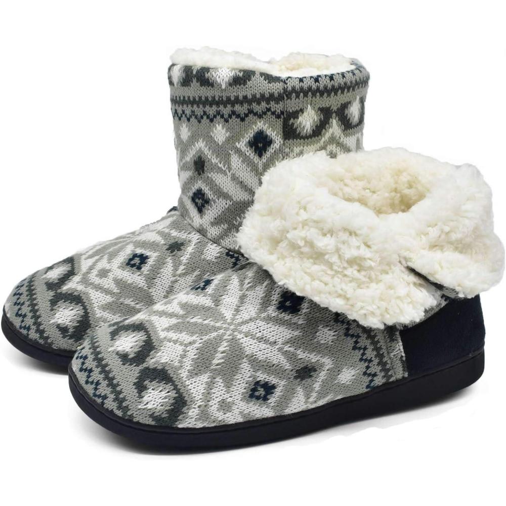 imageONCAI Womens Slippers Comfort Knit Boots Winter Warm Outdoor Indoor ShoesFlower Gray