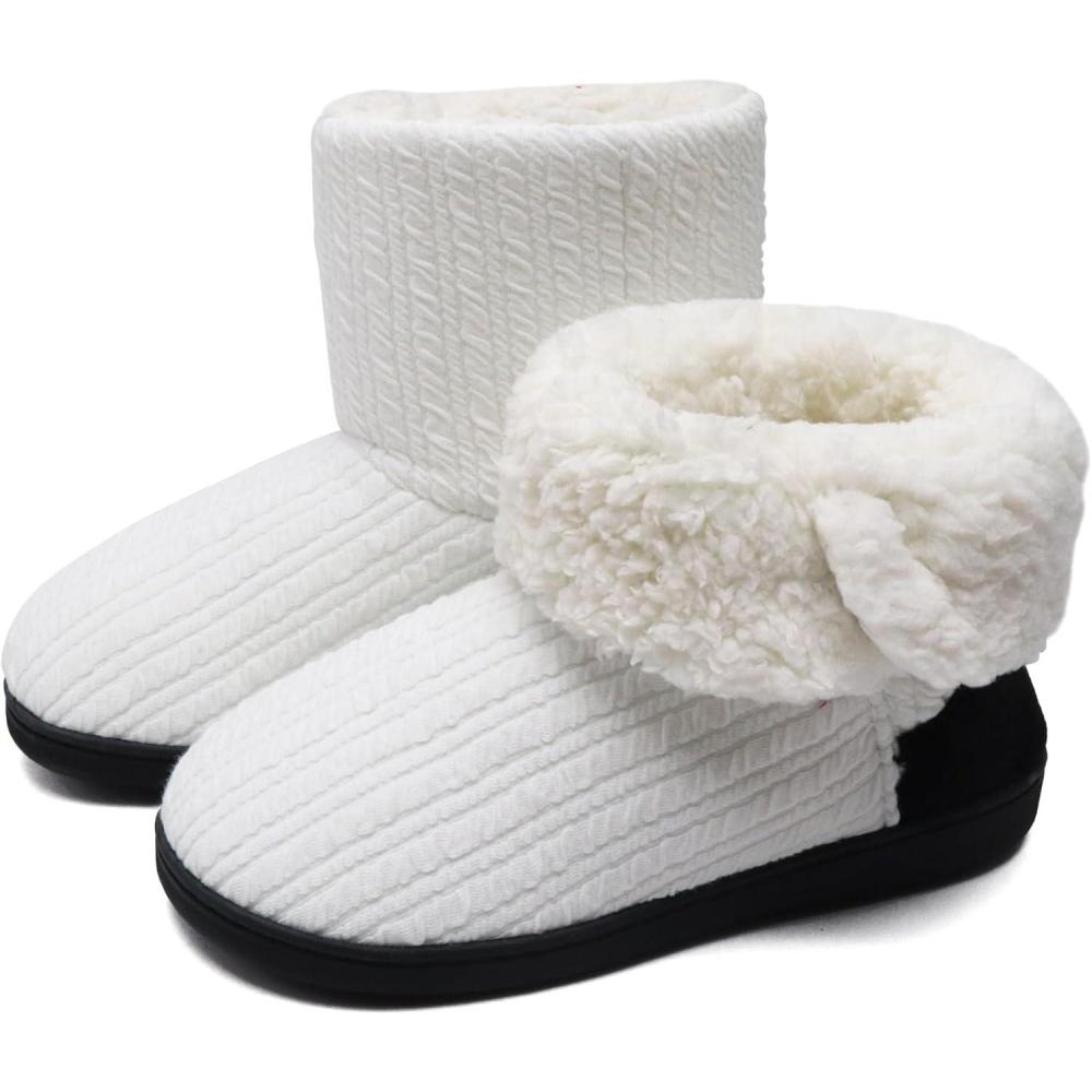 imageONCAI Womens Slippers Comfort Knit Boots Winter Warm Outdoor Indoor ShoesOyster White