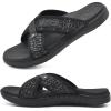 imageONCAI Mens Criss Cross SandalsArch Support Recovery Sport Slippers Slides with Plantar Fasciitis Orthotic Footbed Black Size 10