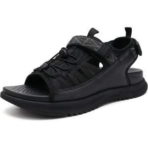 ONCAI Men Hiking Sandals, Arch Support Walking Sandals with Outdoor Orthotic Footbed for Plantar Fasciitis, Hombre Sandalias Recovery Sport Size 7-14(All Black)