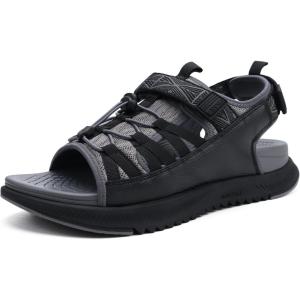 ONCAI Men Hiking Sandals, Arch Support Walking Sandals with Outdoor Orthotic Footbed for Plantar Fasciitis, Hombre Sandalias Recovery Sport Size 7-14(Grey/Black)