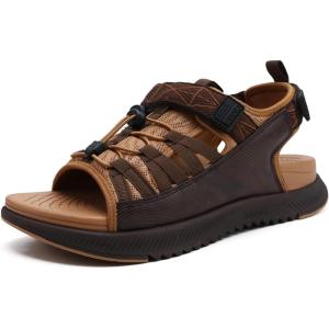 ONCAI Men Hiking Sandals, Arch Support Walking Sandals with Outdoor Orthotic Footbed for Plantar Fasciitis, Hombre Sandalias Recovery Sport Size 7-14(Khaki/Brown)