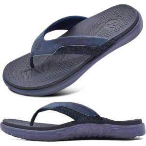 ONCAI Mens Flip Flop Open Toe Athletic Straps Orthotic Summer Plantar Fasciitis Sport Sandals with Soft Cushion Arch Support Size 7.5-15(Blue)