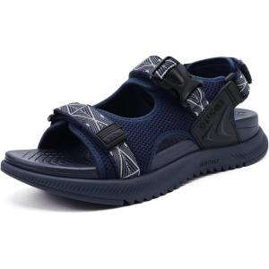 ONCAI Men’s Hiking Sandals with Arch Support Mesh Athletic Walking Sandalias Summer Outdoor Cushion Thick Rubber Soles and Recovery Sports Fisherman Sandals Size 7-15(Blue)