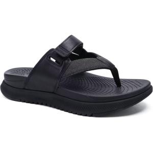 ONCAI Mens Orthopedic Flip Flops Men’s Walking Sandals with Arch Support Sport Recovery Sandal for Man size 7-14(Black)