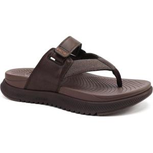 ONCAI Mens Orthopedic Flip Flops Men’s Walking Sandals with Arch Support Sport Recovery Sandal for Man size 7-14(Brown)