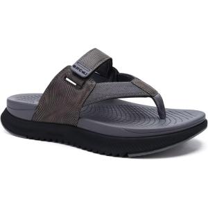 ONCAI Mens Orthopedic Flip Flops Men’s Walking Sandals with Arch Support Sport Recovery Sandal for Man size 7-14(Darkgrey/Black)