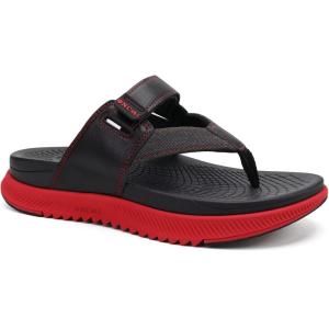 ONCAI Mens Orthopedic Flip Flops Men’s Walking Sandals with Arch Support Sport Recovery Sandal for Man size 7-14(Red/Black)