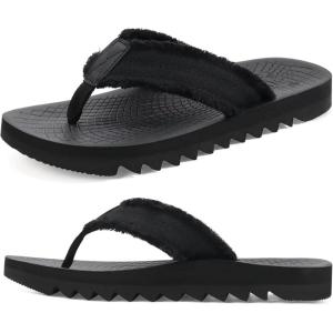 ONCAI Men’s Rubber Flip Flops Trendy Summer Beach Pool Shower Sandals with Yoga Mat Non-slip Outdoor Cushion Soles(Black-vacations)