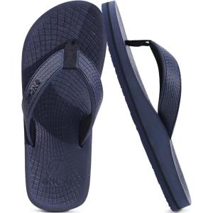 ONCAI Men’s Rubber Flip Flops Trendy Summer Beach Pool Shower Sandals with Yoga Mat Non-slip Outdoor Cushion Soles(Dark Blue)