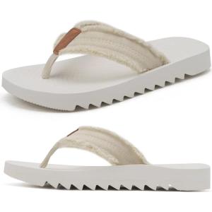 ONCAI Men’s Rubber Flip Flops Trendy Summer Beach Pool Shower Sandals with Yoga Mat Non-slip Outdoor Cushion Soles(White-vacations)