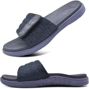 ONCAI Mens Sandals, Arch Support Sport Slides Open Toe Adjustable Straps Orthotic Cushioned Footbed for Plantar Fasciitis Rubber Soles Size 7.5-15(Blue)