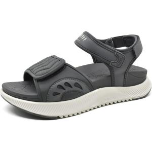 ONCAI Walking Sandals Women,Arch Support Hiking Sandals with Orthotic Outdoor Footbed for Plantar Fasciitis,Water Athletic Platform Sandalias Mujer with 3 Adjustable Strap (US Size 6-12)(Grey/White)