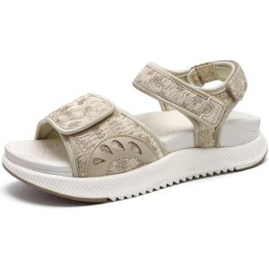 ONCAI Walking Sandals Women,Arch Support Hiking Sandals with Orthotic Outdoor Footbed for Plantar Fasciitis,Water Athletic Platform Sandalias Mujer with 3 Adjustable Strap (US Size 6-12)(Glitter Beige)