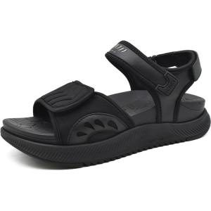 ONCAI Walking Sandals Women,Arch Support Hiking Sandals with Orthotic Outdoor Footbed for Plantar Fasciitis,Water Athletic Platform Sandalias Mujer with 3 Adjustable Strap (US Size 6-12)(Black)