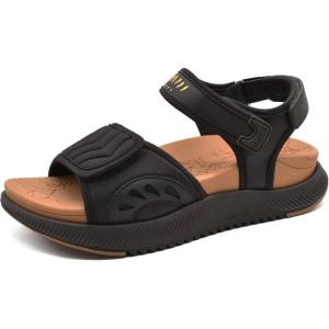 ONCAI Walking Sandals Women,Arch Support Hiking Sandals with Orthotic Outdoor Footbed for Plantar Fasciitis,Water Athletic Platform Sandalias Mujer with 3 Adjustable Strap (US Size 6-12)(Brown/Khaki)