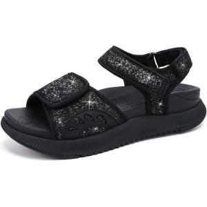 ONCAI Walking Sandals Women,Arch Support Hiking Sandals with Orthotic Outdoor Footbed for Plantar Fasciitis,Water Athletic Platform Sandalias Mujer with 3 Adjustable Strap (US Size 6-12)(Glitter Black)