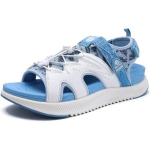 ONCAI Walking Sandals for Women,Sport Athletic Hiking Sandals With Arch Support Orthotic Outdoor Footbed for Plantar Fasciitis, Sandalias Mujer with Adjustable Straps (US Size 6-12)(Blue/White)