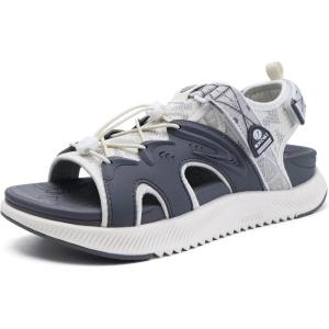 ONCAI Walking Sandals for Women,Sport Athletic Hiking Sandals With Arch Support Orthotic Outdoor Footbed for Plantar Fasciitis, Sandalias Mujer with Adjustable Straps (US Size 6-12)(Grey/White)