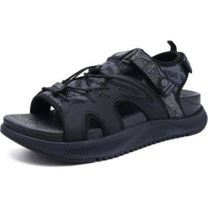 ONCAI Walking Sandals for Women,Sport Athletic Hiking Sandals With Arch Support Orthotic Outdoor Footbed for Plantar Fasciitis, Sandalias Mujer with Adjustable Straps (US Size 6-12)(Black)