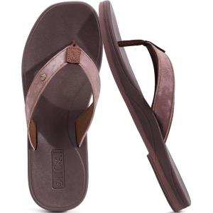 ONCAI Womens Cushion Flip Flops Women’s Soft Comfortable Flip Flop Fashion Summer Beach Cute Lightweight Sandals for Woman Size 6-11(Brown)