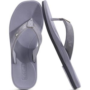 ONCAI Womens Cushion Flip Flops Women’s Soft Comfortable Flip Flop Fashion Summer Beach Cute Lightweight Sandals for Woman Size 6-11(Grey)