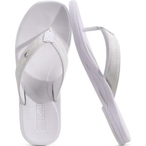 ONCAI Womens Cushion Flip Flops Women’s Soft Comfortable Flip Flop Fashion Summer Beach Cute Lightweight Sandals for Woman Size 6-11(White)