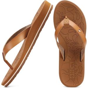 ONCAI Women’s Flip Flops Arch Support Yoga Mat Summer Beach Woman Thong Sandals with Orthotic Rubber Soles(US Size 5-11)(Khaki)