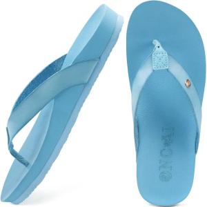 ONCAI Womens Flip Flops For Women Comfortable Strap Yoga Mat Non-Slip Women’s Thong Sandal Casual Summer Beach Slippers With Arch Support(Cyan)