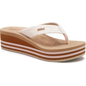 ONCAI Women’s Platform Wedge Flip Flops Trendy Dressy Womans Summer Flatform Sandals with Comfortable Walking Outdoor Rubber Soles (US Size 5-11)(Beige(regular Size))