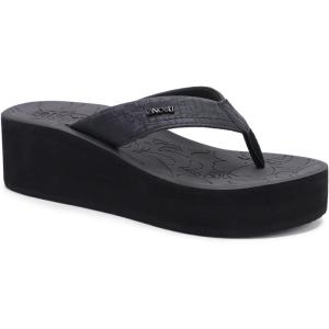 ONCAI Women’s Platform Wedge Flip Flops Trendy Dressy Womans Summer Flatform Sandals with Comfortable Walking Outdoor Rubber Soles (US Size 5-11)(Black(regular Size))