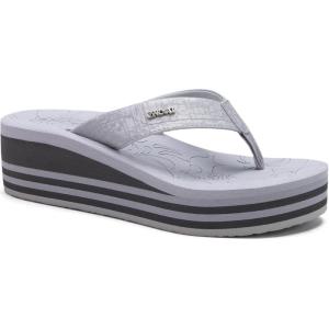 ONCAI Women’s Platform Wedge Flip Flops Trendy Dressy Womans Summer Flatform Sandals with Comfortable Walking Outdoor Rubber Soles (US Size 5-11)(Grey(runs Big size Down))