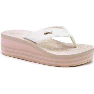 ONCAI Women’s Platform Wedge Flip Flops Trendy Dressy Womans Summer Flatform Sandals with Comfortable Walking Outdoor Rubber Soles (US Size 5-11)(Off White(runs Big size Down))