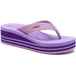 ONCAI Women’s Platform Wedge Flip Flops Trendy Dressy Womans Summer Flatform Sandals with Comfortable Walking Outdoor Rubber Soles (US Size 5-11)(Purple(runs Big size Down))