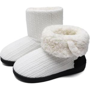 ONCAI Women’s Slippers Comfort Knit Boots Winter Warm Outdoor Indoor Shoes(Oyster White)