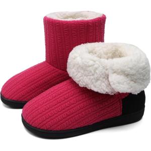 ONCAI Women’s Slippers Comfort Knit Boots Winter Warm Outdoor Indoor Shoes(Rose)