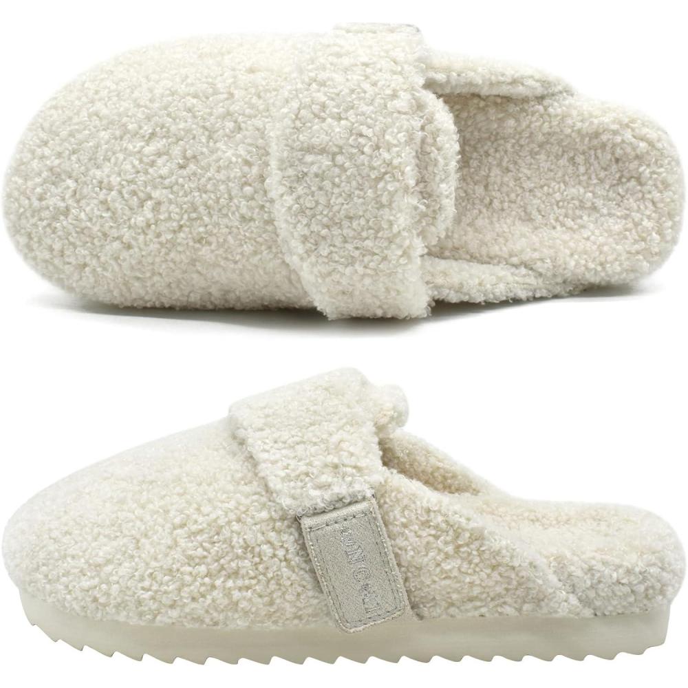 imageONCAI Womens SlippersCute Fluff Sherpa Faux Fur Scuff Garden Clogs Slip on House Slippers with Polar Fleece Lining Memory Foam Footbed and IndoorOutdoor Rubber Hard Soless US Size 611