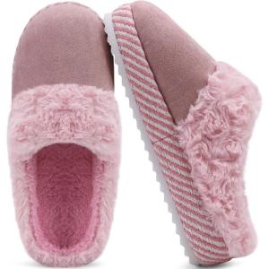 ONCAI Women’s Slippers with Cushion Yoga Mat trendy slippers for women 2025 Fuzzy Suede Warm Winter Best Womens Slippers 2025 Cozy Rubber Sole Light Pink Size 7 US