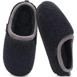 ONCAI Women’s Fuzzy Slippers Cozy Winter Warm Indoor Outdoor Bedroom House Shoes(Black)