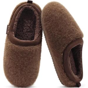 ONCAI Women’s Fuzzy Slippers Cozy Winter Warm Indoor Outdoor Bedroom House Shoes(Brown)