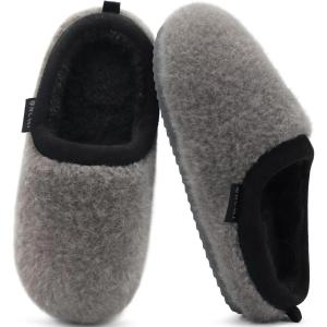 ONCAI Women’s Fuzzy Slippers Cozy Winter Warm Indoor Outdoor Bedroom House Shoes(Grey)